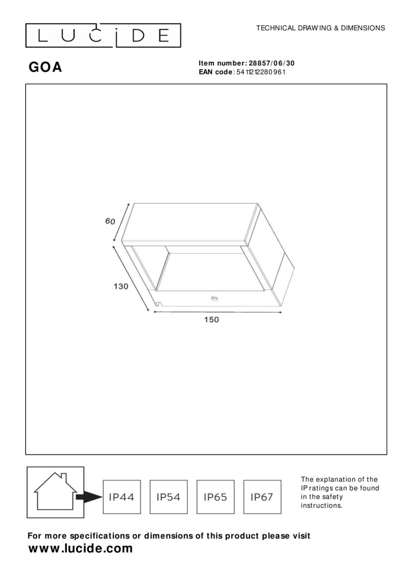 Lucide GOA - Nástenné svietidlo Vonkajšie - LED - 1x6,5W 3000K - IP54 - Antracit